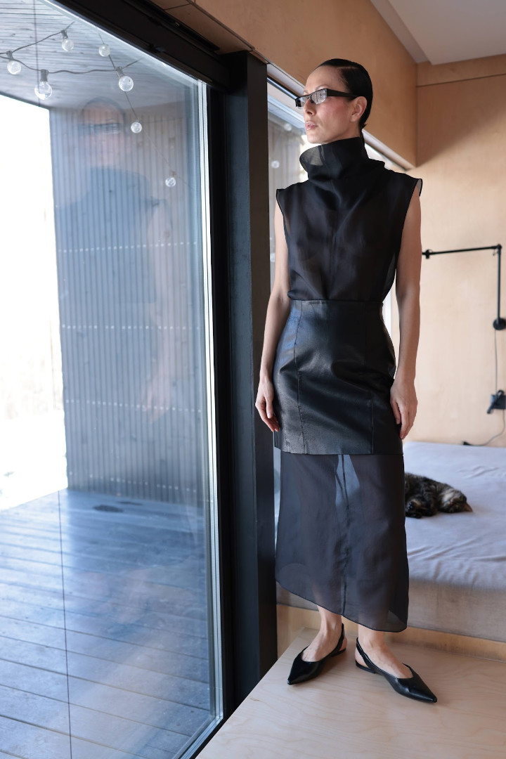 Юбка мини из экокожи