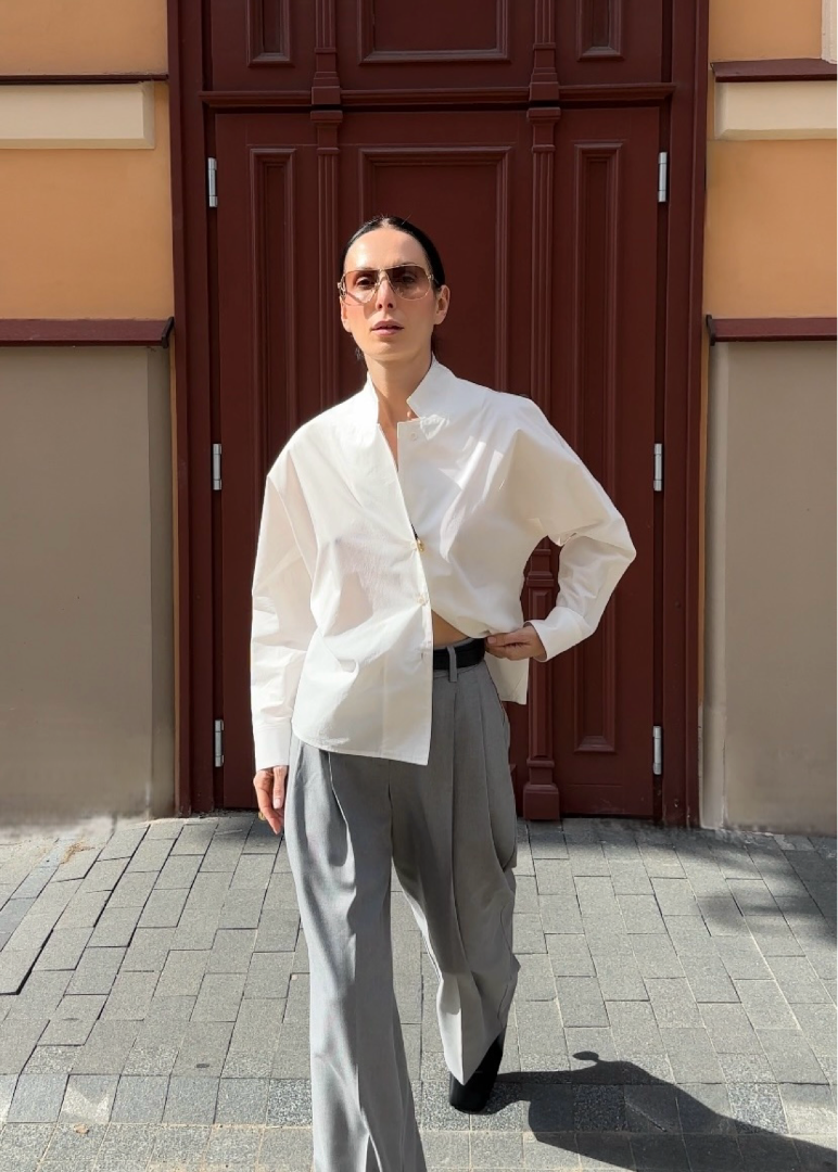 Рубашка c фигурным воротником